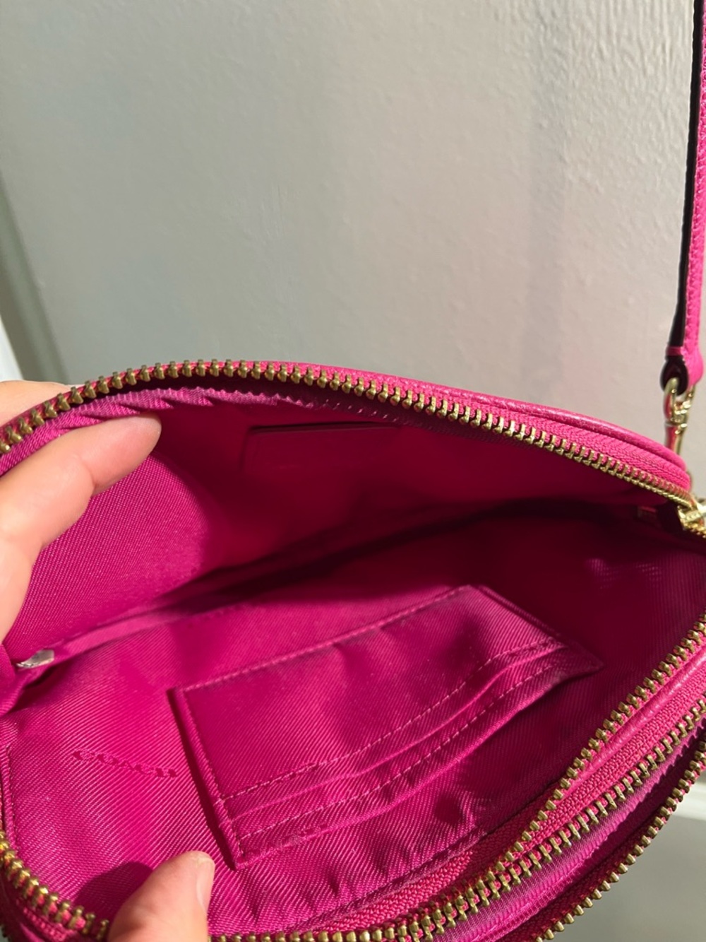 Coach Pebbled Leather Crossbody in Bright Pink - Picture 7 of 10